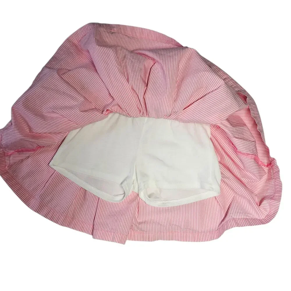 OshKosh B'Gosh Pleated Pull-On Pink White Striped Skort w/ Polka Dot Size 5